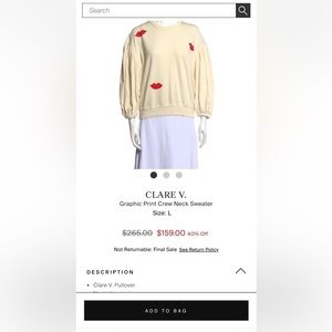 Clare V sweatshirt with hearts on it size medium